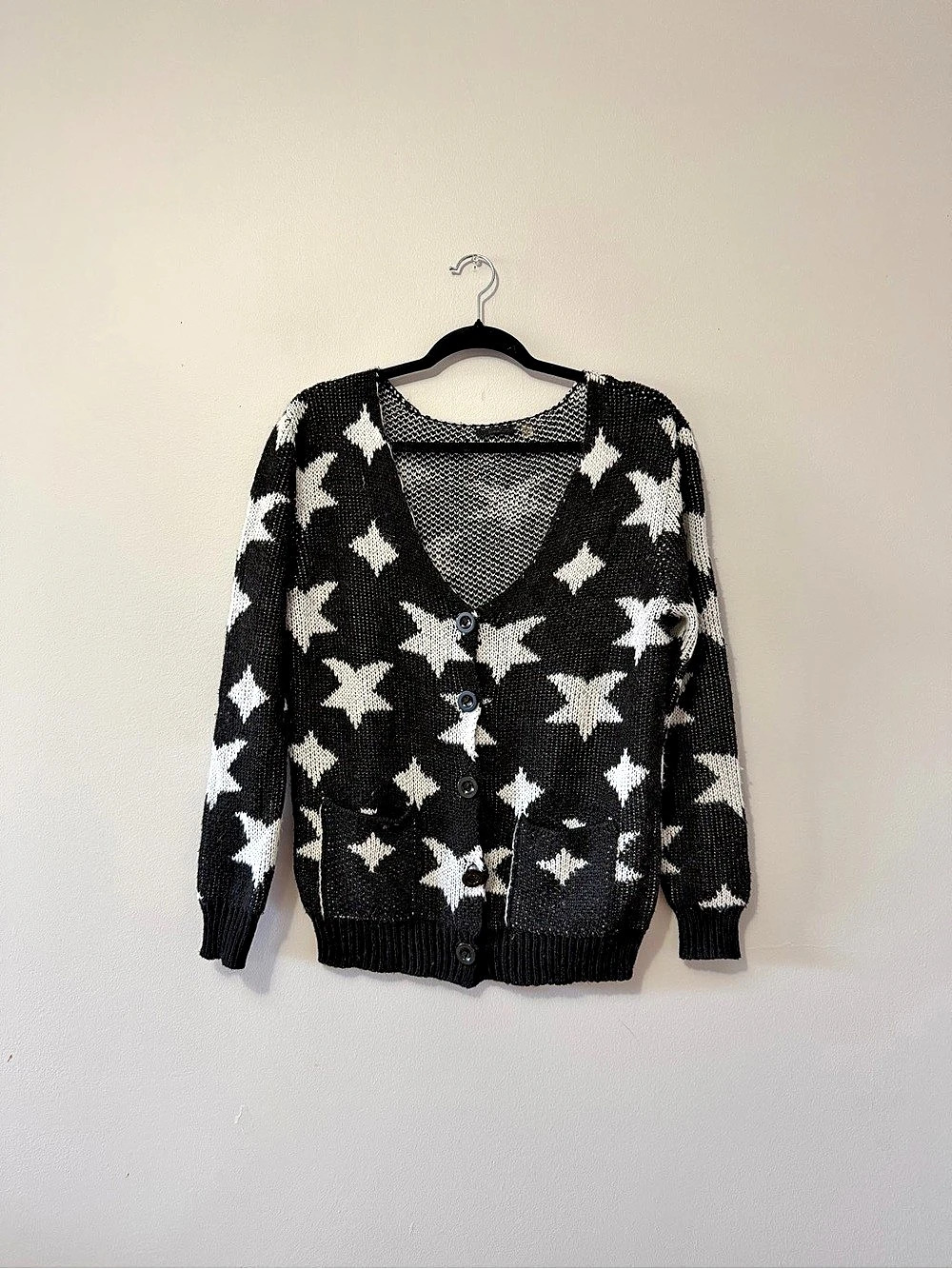 Dex Women's Abstract Star Cardigan Black & White Size Medium